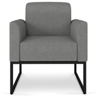 Poltrona Decorativa Isabella Base Industrial Linho Grafite/pr