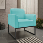 Poltrona Decorativa Isabella Base Industrial Suede Azul Turqu