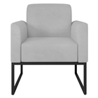 Poltrona Decorativa Isabella Base Industrial Suede Cinza/pret