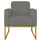 Poltrona Decorativa Isabella Base Industrial Suede Grafite/do