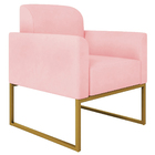 Poltrona Decorativa Isabella Base Industrial Suede Rosa Bebê/