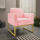 Poltrona Decorativa Isabella Base Industrial Suede Rosa Bebê/