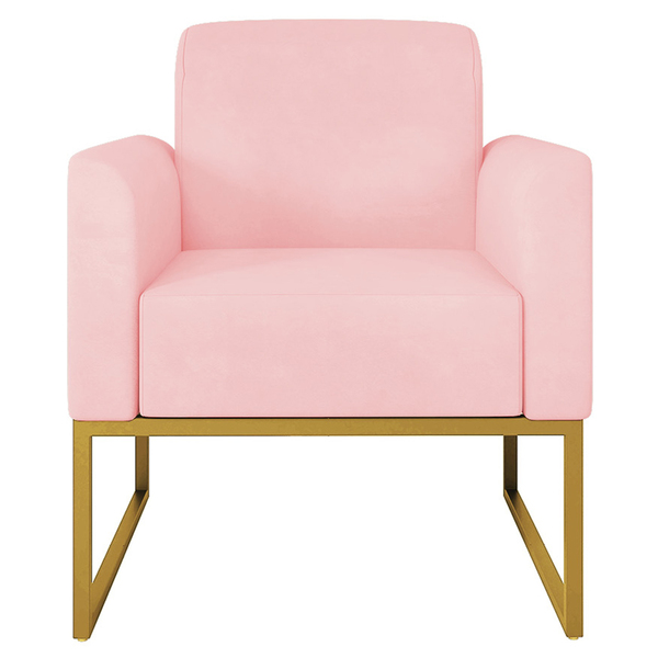 Poltrona Decorativa Isabella Base Industrial Suede Rosa Bebê/