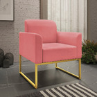 Poltrona Decorativa Isabella Base Industrial Suede Rosê/doura