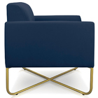 Poltrona Decorativa Isabella Base X Suede Azul Marinho/dourad