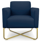 Poltrona Decorativa Isabella Base X Suede Azul Marinho/dourad