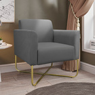 Poltrona Decorativa Isabella Base X Suede Grafite/dourado G19