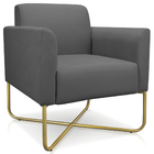 Poltrona Decorativa Isabella Base X Suede Grafite/dourado G19