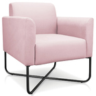 Poltrona Decorativa Isabella Base X Suede Rosa Bebê/preto G19