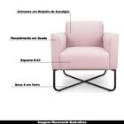 Poltrona Decorativa Isabella Base X Suede Rosa Bebê/preto G19