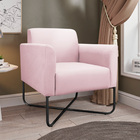 Poltrona Decorativa Isabella Base X Suede Rosa Bebê/preto G19