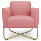 Poltrona Decorativa Isabella Base X Suede Rosê/dourado G19 -