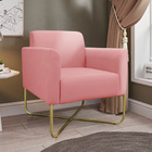 Poltrona Decorativa Isabella Base X Suede Rosê/dourado G19 -