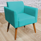 Poltrona Decorativa Isabella Pés Palito Madeira Suede Azul Tu