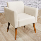Poltrona Decorativa Isabella Pés Palito Madeira Suede Bege G1