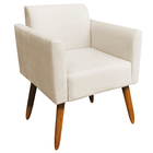 Poltrona Decorativa Isabella Pés Palito Madeira Suede Bege G1