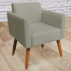 Poltrona Decorativa Isabella Pés Palito Madeira Suede Nude G1