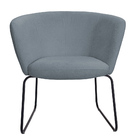 Poltrona Decorativa Isis Base Aço Preto Bouclé Azul Claro - N