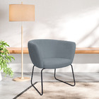 Poltrona Decorativa Isis Base Aço Preto Bouclé Azul Claro - N