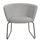 Poltrona Decorativa Isis Base Aço Preto Bouclé Cinza Claro -