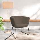 Poltrona Decorativa Isis Base Aço Preto Bouclé Marrom - Nexta