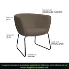 Poltrona Decorativa Isis Base Aço Preto Bouclé Marrom - Nexta