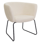 Poltrona Decorativa Isis Base Aço Preto Bouclé Off White - Ne