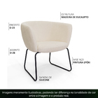 Poltrona Decorativa Isis Base Aço Preto Bouclé Off White - Ne