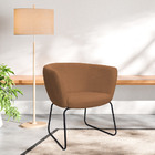 Poltrona Decorativa Isis Base Aço Preto Bouclé Terracota - Ne