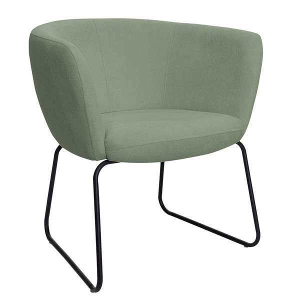 Poltrona Decorativa Isis Base Aço Preto Bouclé Verde Claro -