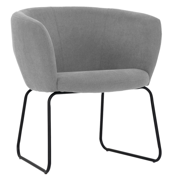 Poltrona Decorativa Isis Base Aço Preto Suede Camurça Cinza -