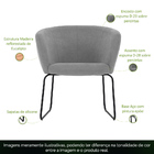 Poltrona Decorativa Isis Base Aço Preto Suede Camurça Cinza -