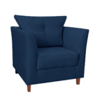 Poltrona Decorativa Isis Pés De Madeira Suede Azul Marinho -