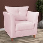 Poltrona Decorativa Isis Pés De Madeira Suede Rose - Ds Estof