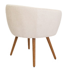 Poltrona Decorativa Isis Pés Palito Castanho Bouclé Off White