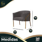 Poltrona Decorativa Itália Base Dourada Assento Veludo Cinza