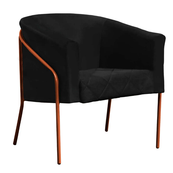 Poltrona Decorativa Itália Para Sala Recepção Em Suede Preto