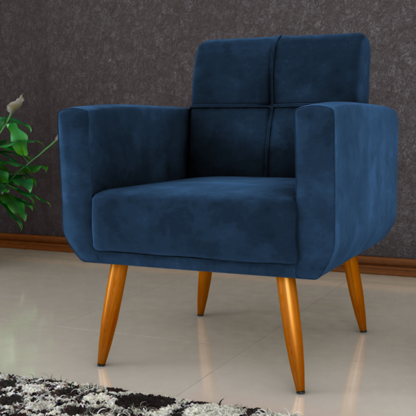 Poltrona Decorativa Itaqui Veludo Azul