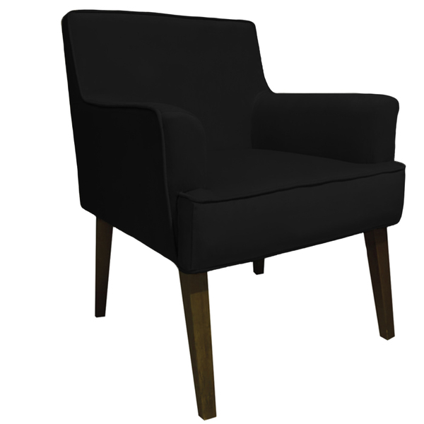 Poltrona Decorativa Jade Com Pés Palito Suede Preto