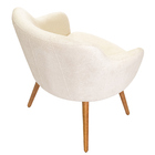 Poltrona Decorativa Jade Pés Palito Castanho Bouclé Off White