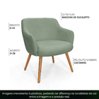Poltrona Decorativa Jade Pés Palito Castanho Bouclé Verde Cla