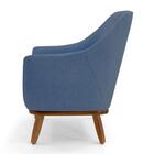 Poltrona Decorativa Jeans Com Base Madeira Maciça Berenice