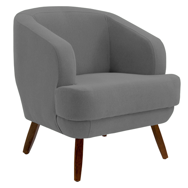 Poltrona Decorativa Jericó Pés De Madeira Veludo Grafite G15