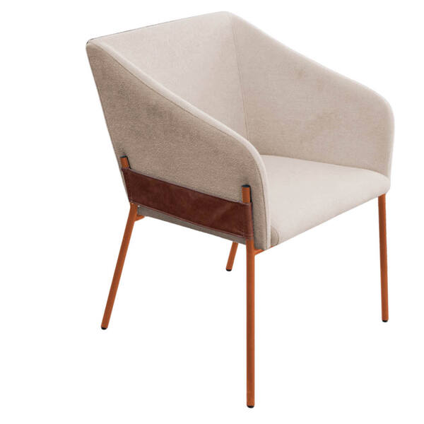 Poltrona Decorativa Jobim Pés De Ferro Bronze Bouclé Bege - M