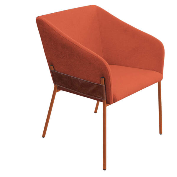 Poltrona Decorativa Jobim Pés De Ferro Bronze Bouclé Terracot