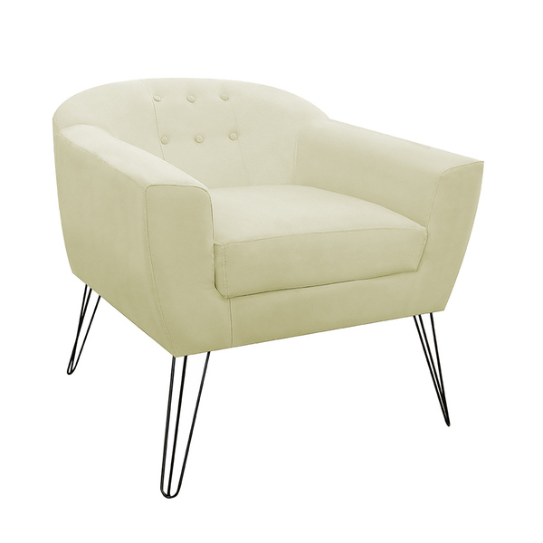 Poltrona Decorativa Jolly Pés Aramado Suede Bege - Ds Estofad