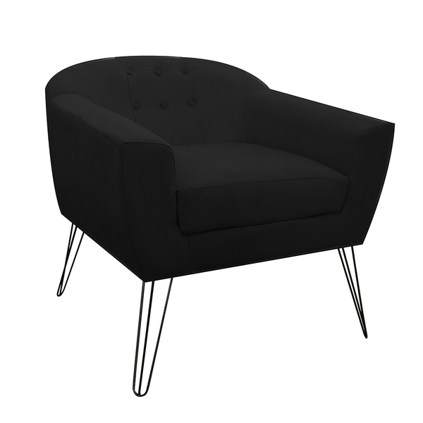 Poltrona Decorativa Jolly Pés Aramado Suede Preto - Ds Estofa