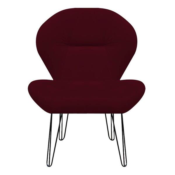 Poltrona Decorativa Jolly Suede Vinho - Dominic Decor