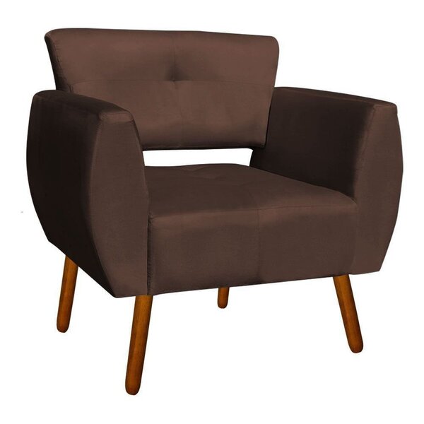Poltrona Decorativa Josy Suede Marrom Pés Palito - D'rossi