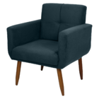 Poltrona Decorativa Juan Suede Petróleo